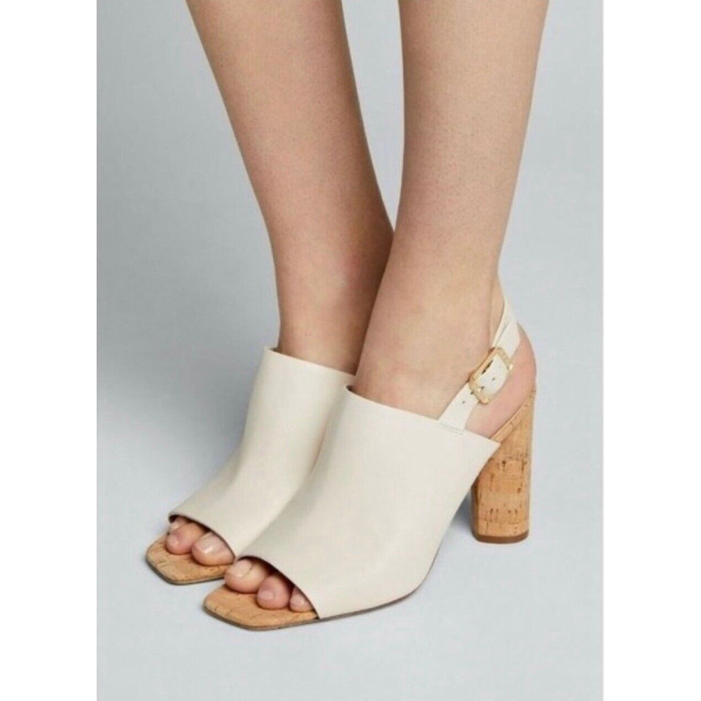 Veronica Beard Bodhi Cork Heel Slingback Sandal Size 10 M EUC Ivory Worn Once